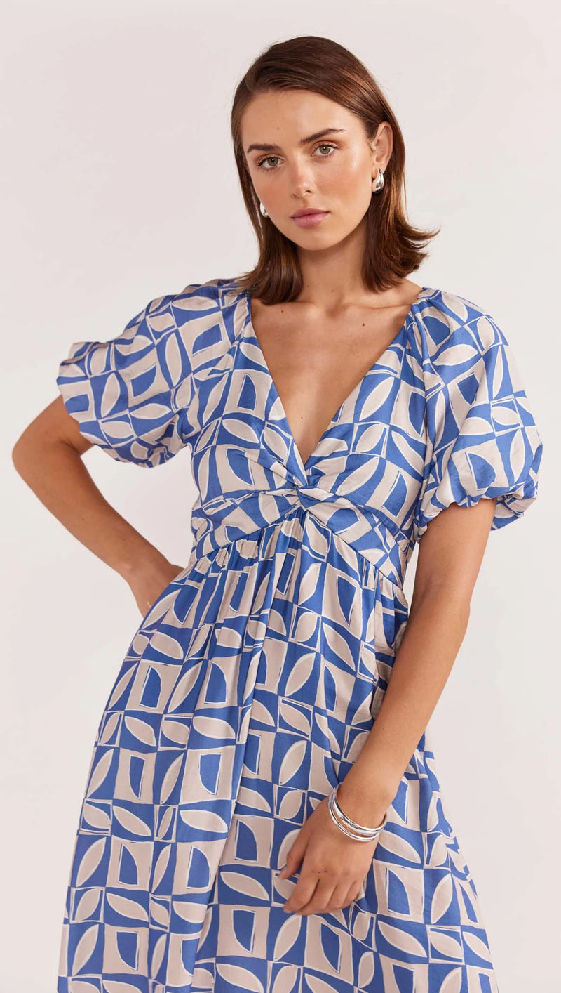 STAPLE THE LABEL - Alto Midi Dress - Blue Geo