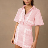 MON RENN - Ora Shirt Dress - Pink