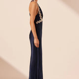 SHONA JOY - Camille Lace Cross Back Maxi Dress - Deep Midnight/Ivory