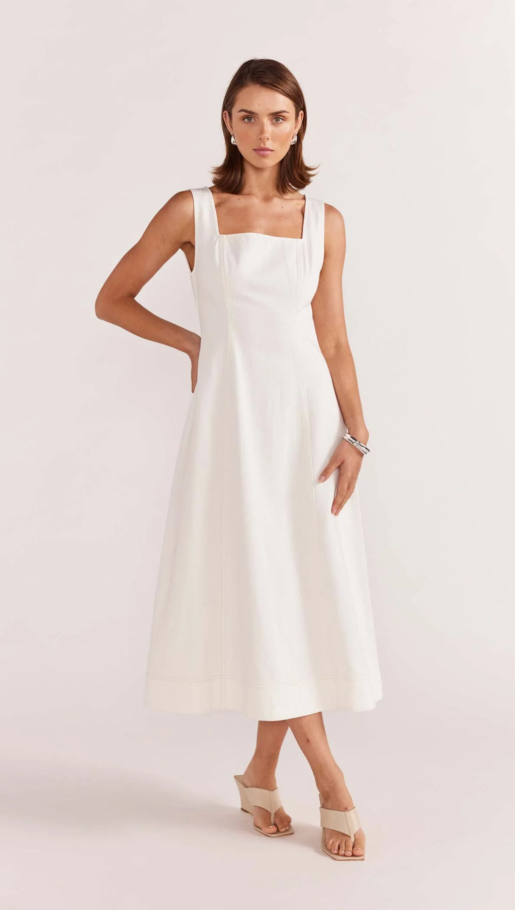 STAPLE THE LABEL - Innes Denim Midi Dress - White