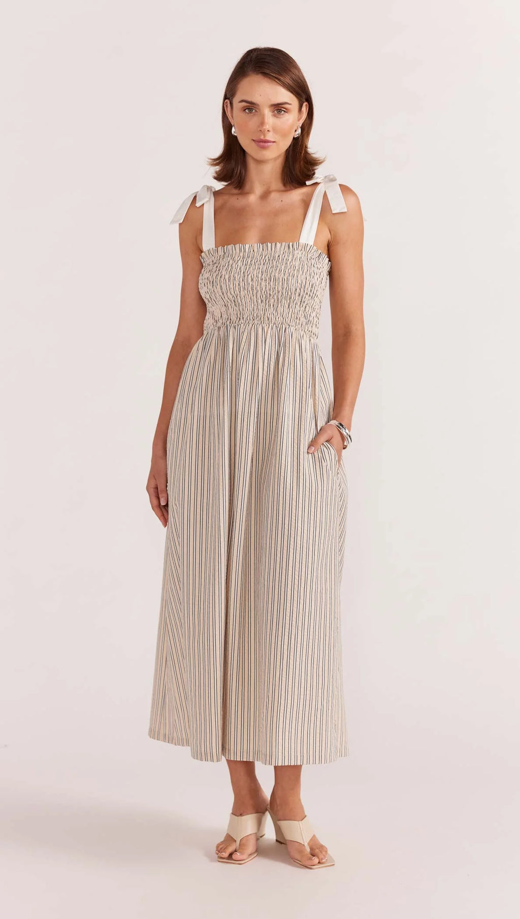 STAPLE THE LABEL - Wren Shirred Sundress - Cream