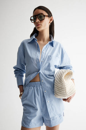 ELKA COLLECTIVE - Poppy Shirt - Blue/White Stripe