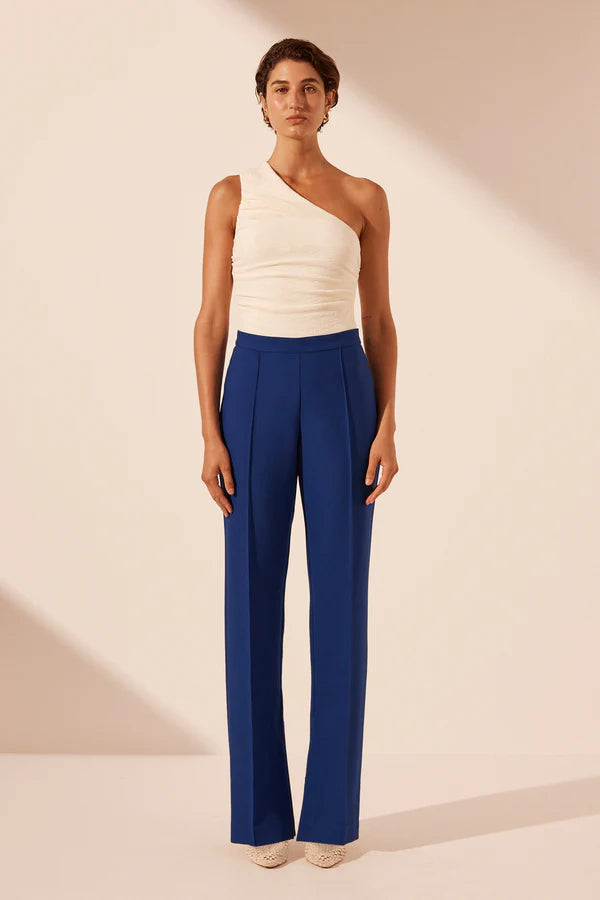 SHONA JOY - Irena Pintuck Straight Leg Pant - Azure