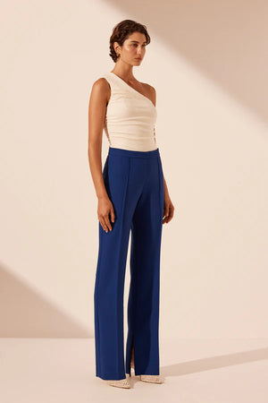 SHONA JOY - Irena Pintuck Straight Leg Pant - Azure