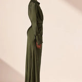 SHONA JOY - Shae Draped Shirt Maxi Dress - Pine Green