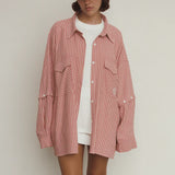 COMMONPLACE ESSENTIALS - Classico Overshirt - Pink/Red