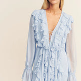 SHONA JOY - Emory Ruffle Mini Dress - Arcadian Blue