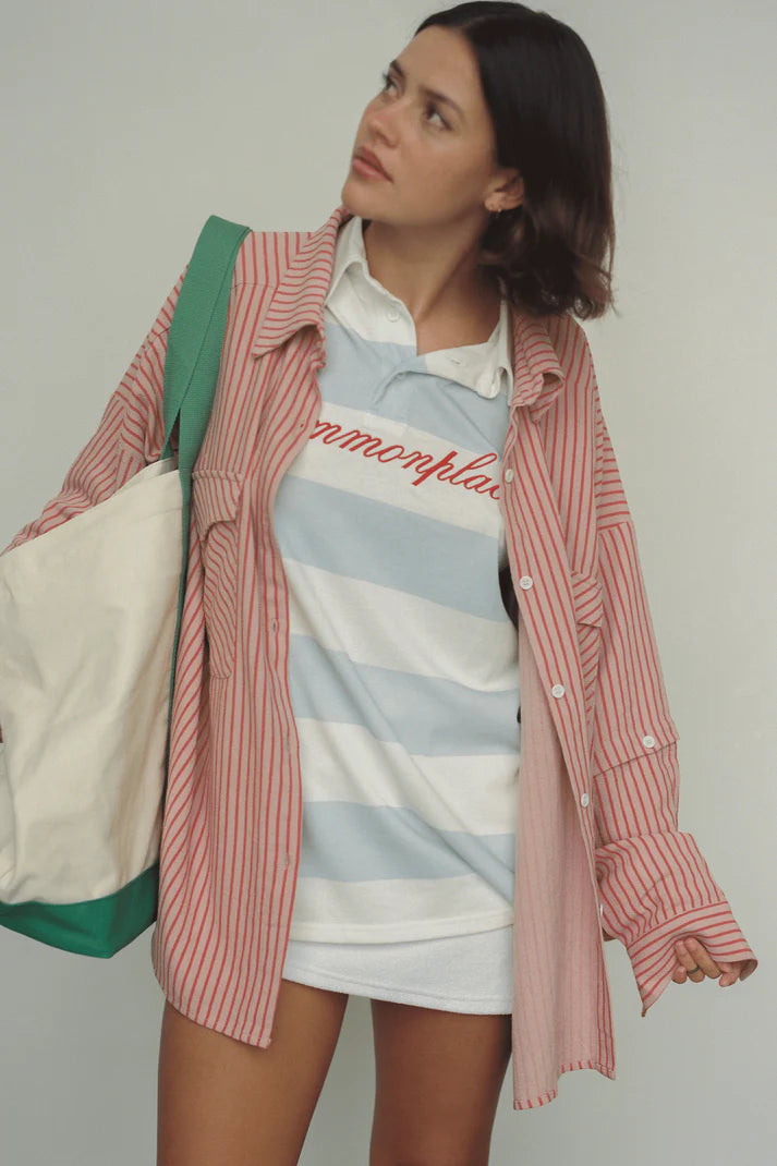 COMMONPLACE ESSENTIALS - Classico Overshirt - Pink/Red