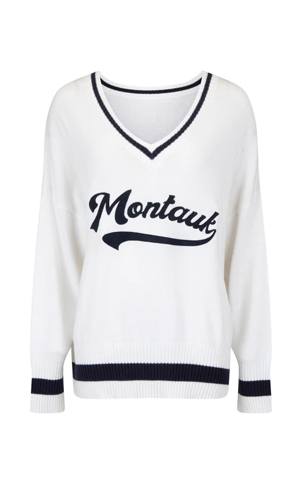 ARAMINTA JAMES - Montauk V-Neck Knit Sweater - White