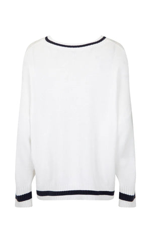 ARAMINTA JAMES - Montauk V-Neck Knit Sweater - White