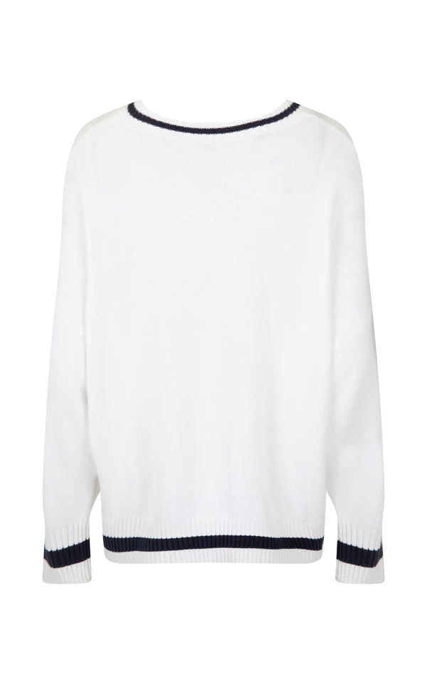 ARAMINTA JAMES - Montauk V-Neck Knit Sweater - White