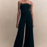 SHONA JOY - Amura High Waisted Wide Leg Pant - Black