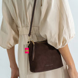 ARLINGTON MILNE - Alexis Crossbody - Chocolate Suede