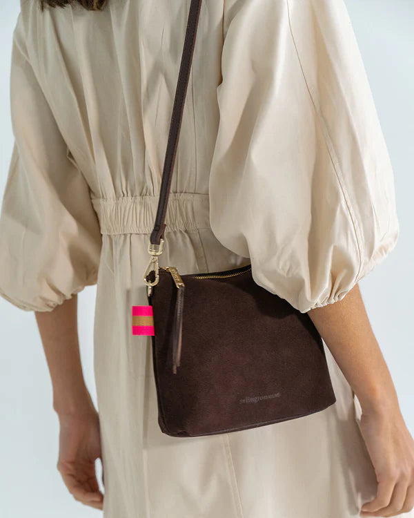 ARLINGTON MILNE - Alexis Crossbody - Chocolate Suede