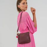 ARLINGTON MILNE - Alexis Crossbody - Burgundy Pebble