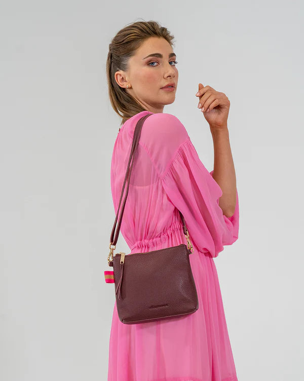 ARLINGTON MILNE - Alexis Crossbody - Burgundy Pebble