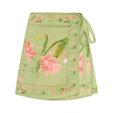 PALM NOOSA - Lily Wrap Skirt - Green Floral Tile