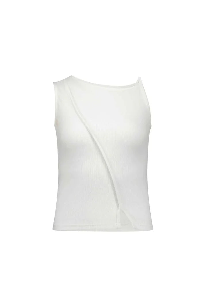 COMMONPLACE ESSENTIALS - Asymmetrical Pearl Tank - Natural