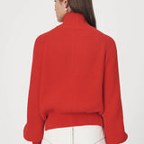 ROWIE - Banjo Zip Knit Cardigan - Crimson Red