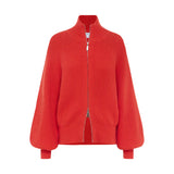 ROWIE - Banjo Zip Knit Cardigan - Crimson Red