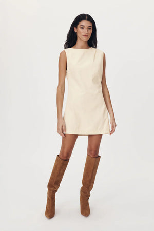 ROWIE - Bowe Denim Mini Dress - Creme