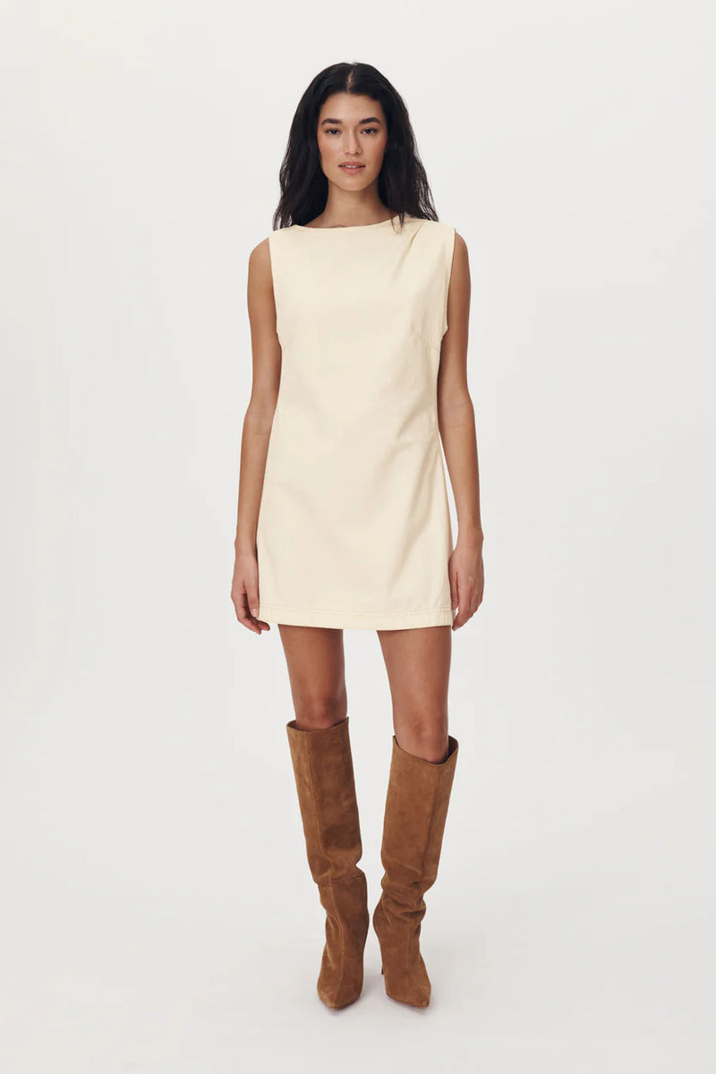 ROWIE - Bowe Denim Mini Dress - Creme