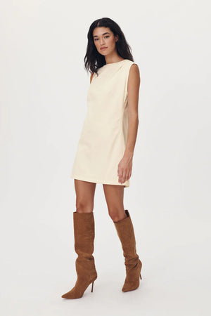 ROWIE - Bowe Denim Mini Dress - Creme