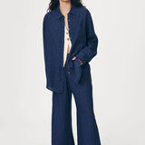 ROWIE - Carlotta Stripe Wide Pants - Navy Pinstripe