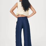 ROWIE - Carlotta Stripe Wide Pants - Navy Pinstripe