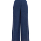 ROWIE - Carlotta Stripe Wide Pants - Navy Pinstripe