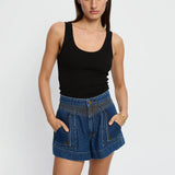 KIVARI - Celene Denim Short - Indigo Blue