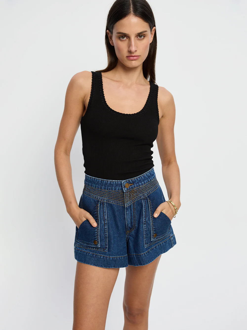 KIVARI - Celene Denim Short - Indigo Blue