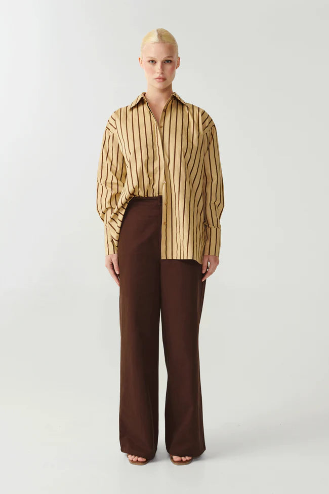 RAEF THE LABEL - Luna Shirt - Desert Tan /Cedar Stripe