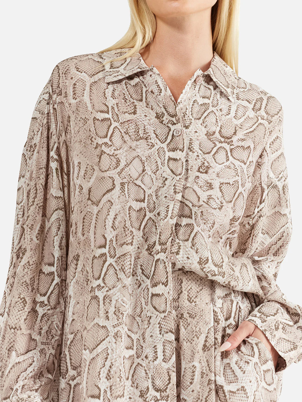 ENA PELLY - Sadie Boyfriend Shirt - Snake Skin