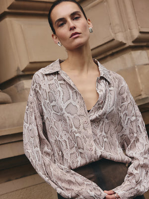 ENA PELLY - Sadie Boyfriend Shirt - Snake Skin