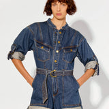 KIVARI - Elena Denim Playsuit - Indigo