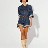 KIVARI - Elena Denim Playsuit - Indigo