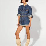 KIVARI - Elena Denim Playsuit - Indigo