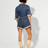 KIVARI - Elena Denim Playsuit - Indigo