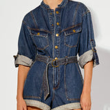 KIVARI - Elena Denim Playsuit - Indigo