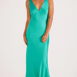 Mink Pink - Gaia Bias Slip Midi Dress - Aquamarine