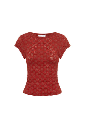 ROWIE - Galo Daisy Lace Tee - Burgundy