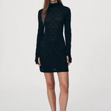 ROWIE - Galo Flower Lace Mini Dress - Black