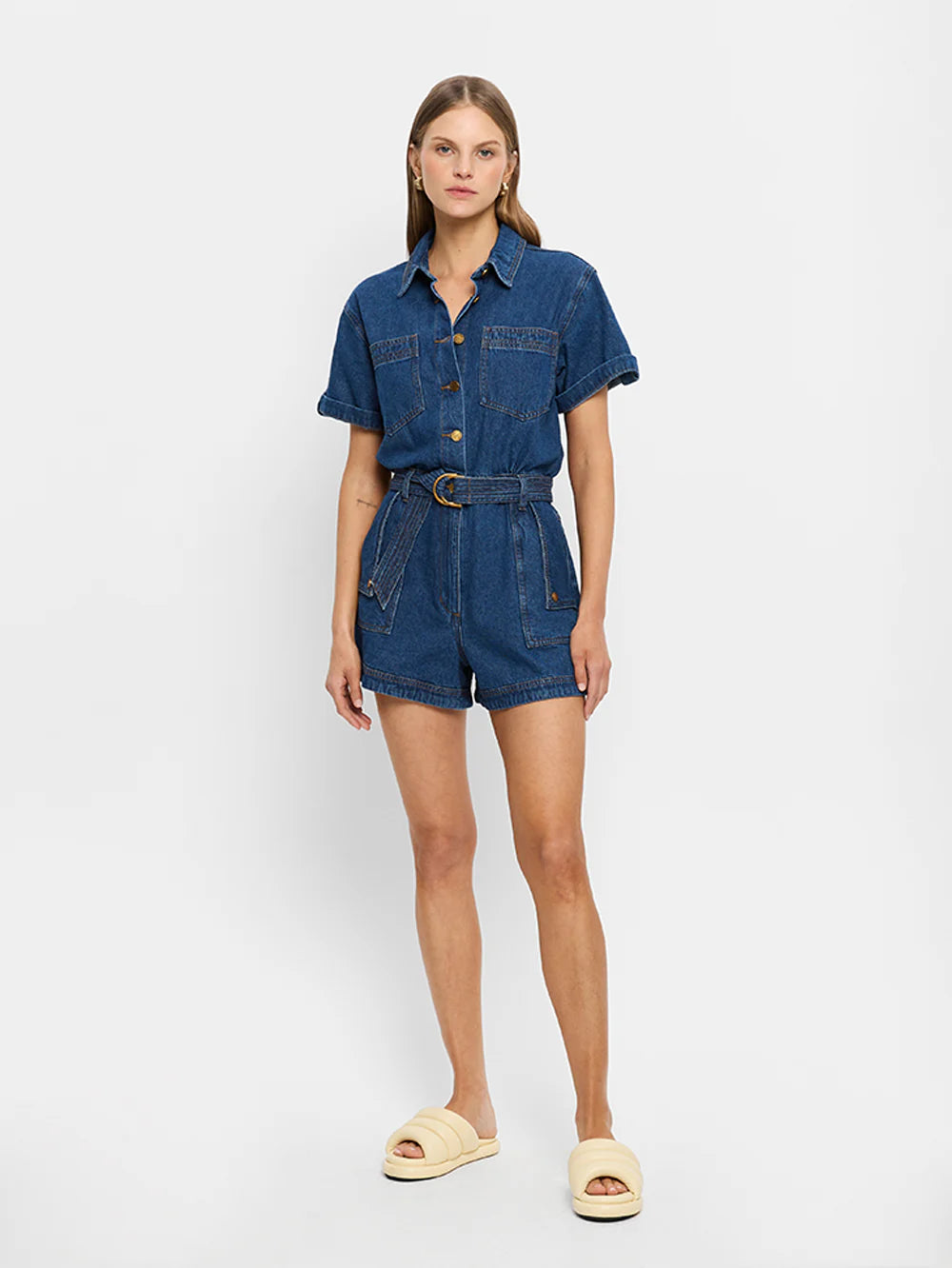 KIVARI - Georgie Playsuit - Indigo Blue