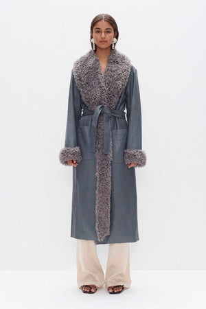 OWNLEY - Heaven Pu Coat  - Charcoal