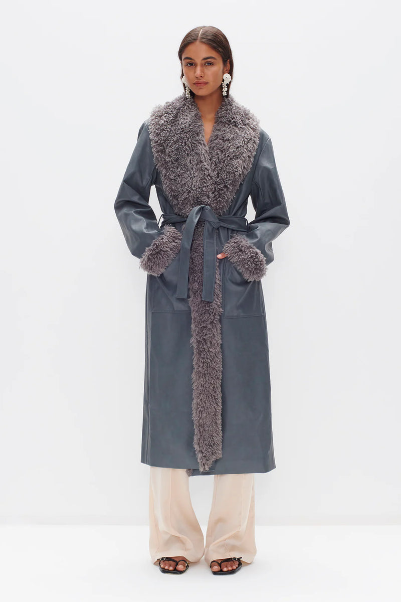 OWNLEY - Heaven Pu Coat  - Charcoal