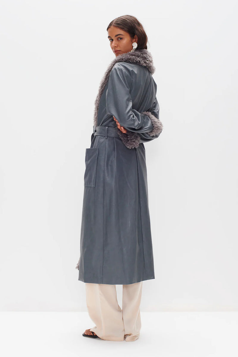 OWNLEY - Heaven Pu Coat  - Charcoal