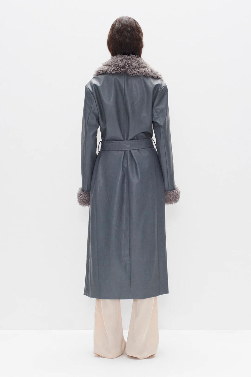 OWNLEY - Heaven Pu Coat  - Charcoal