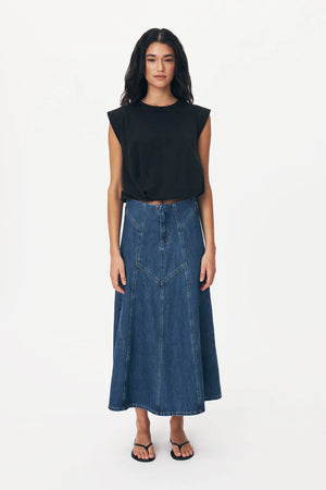 ROWIE - Jeanette Denim Midi Skirt - Classic Denim