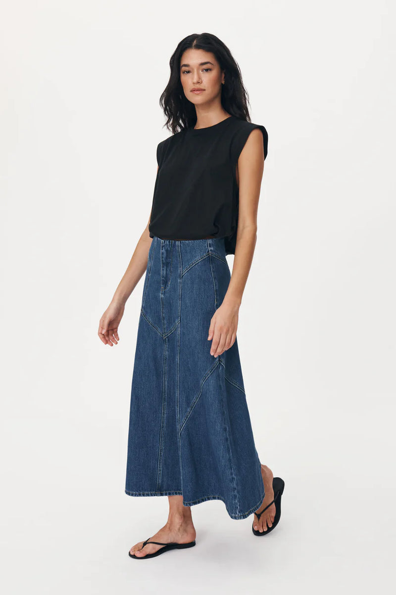 ROWIE - Jeanette Denim Midi Skirt - Classic Denim